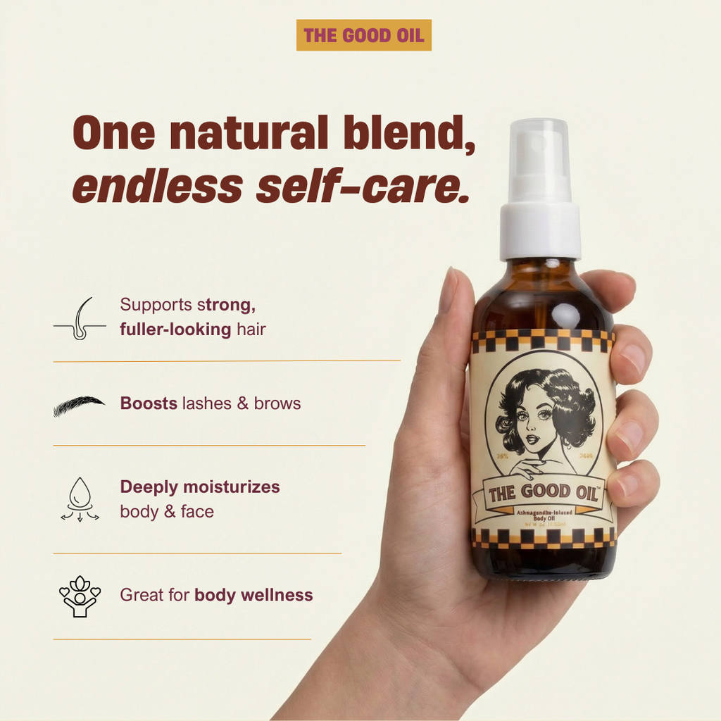 The Good Oil  Ashwagandha Infused Castor Oil for Face, Body & Scalp | Multi-Use Botanical Oil for Dry, Stress-Altered Skin